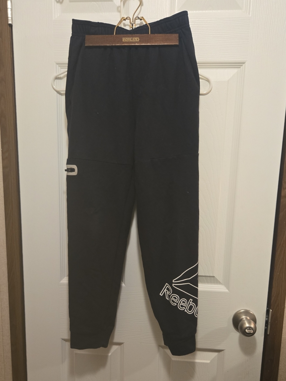 Reebok Black Jogger Sweatpants with White Logo